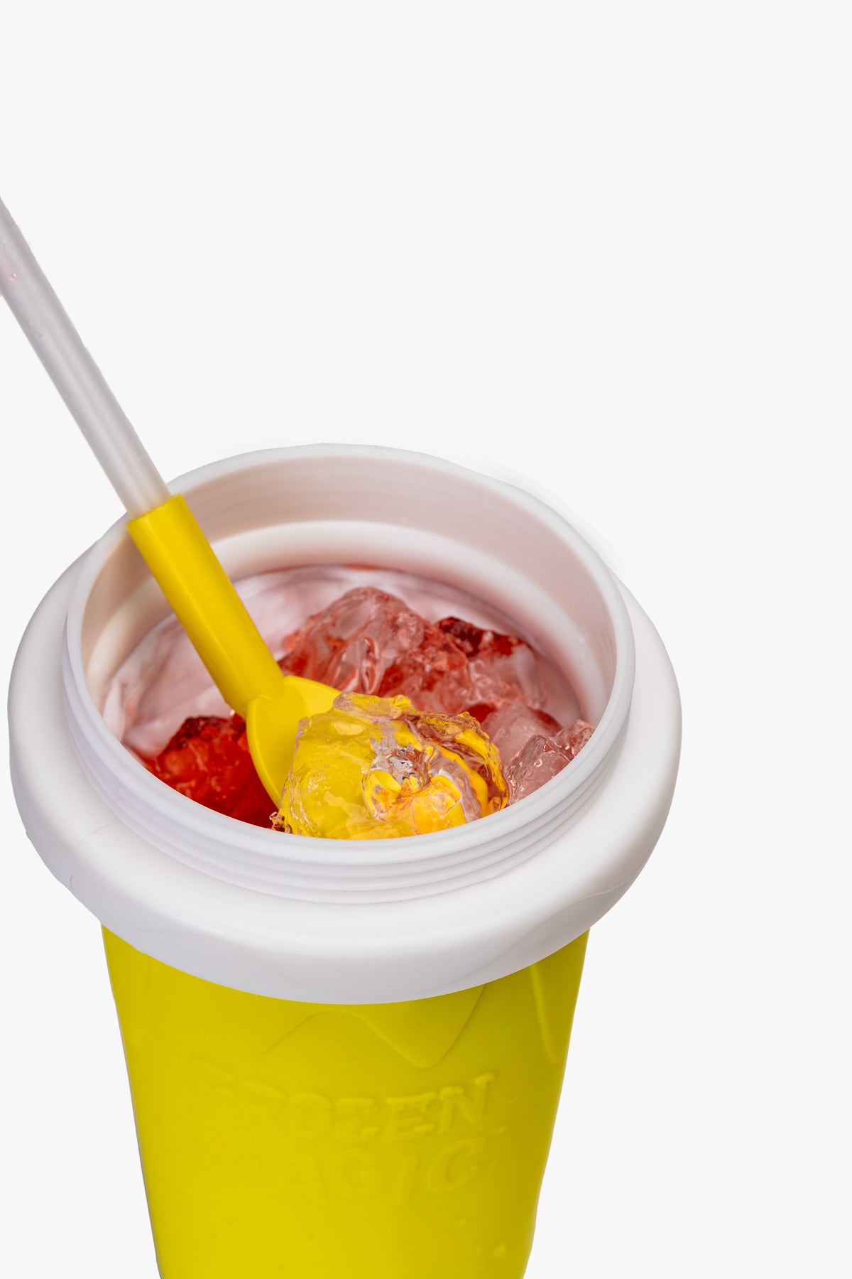 Vaso Magico Para Granizado 430ml Con Cuchara y Bombilla Amarillo Chinitown Chinitown