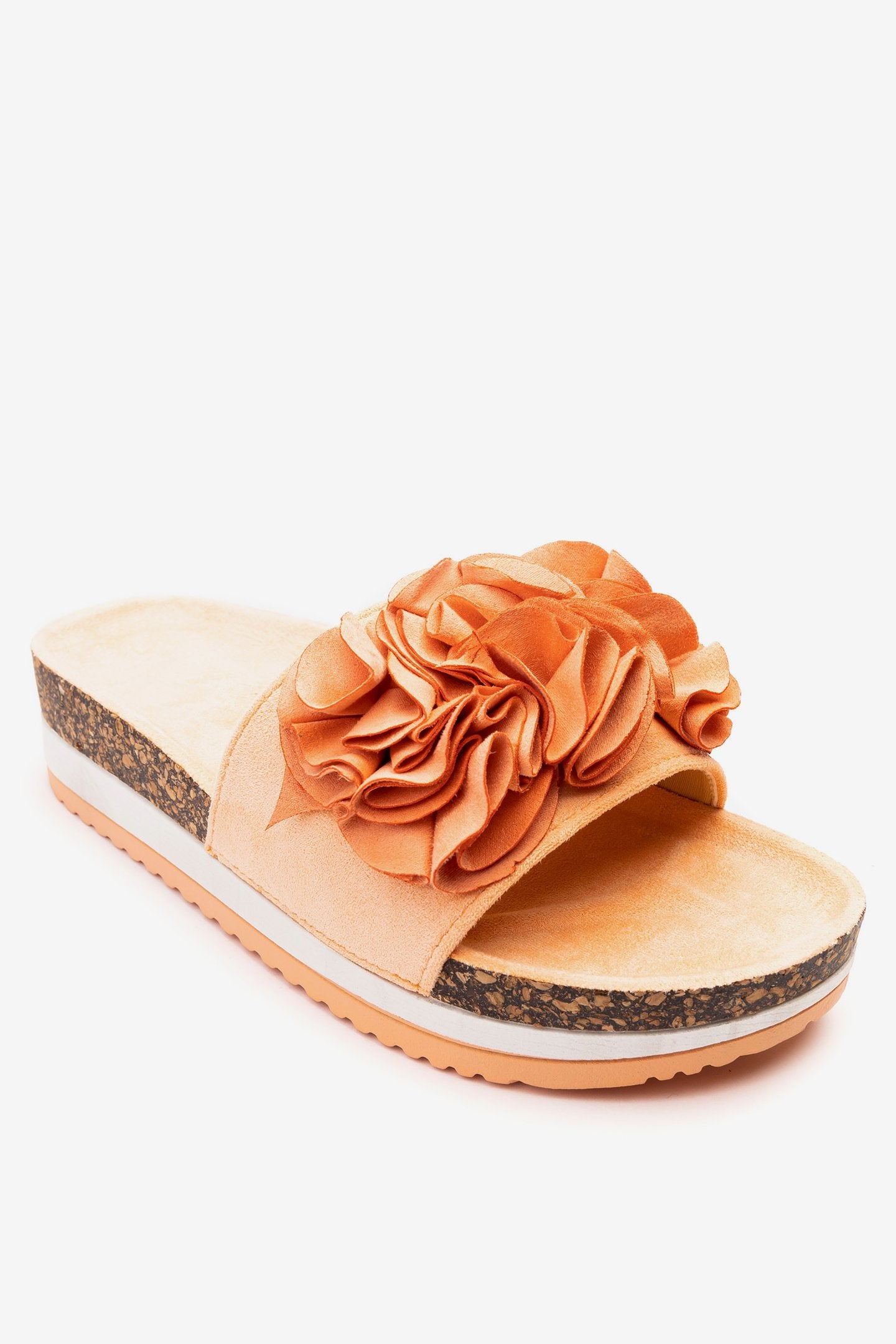 Sandalia Mujer Naranjo Flowers Chancleta Chancleta