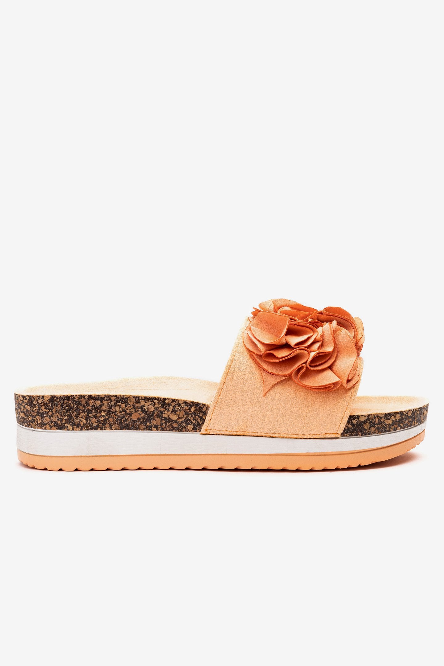 Sandalia Mujer Naranjo Flowers Chancleta Chancleta