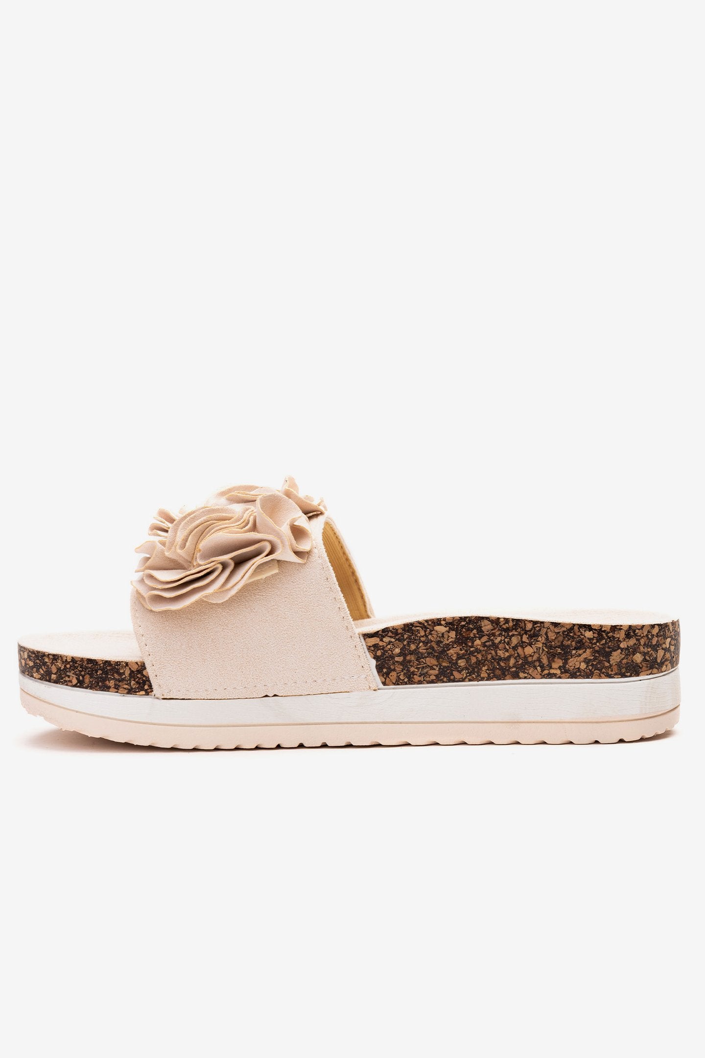 Sandalia Mujer Beige Flowers Chancleta Chancleta