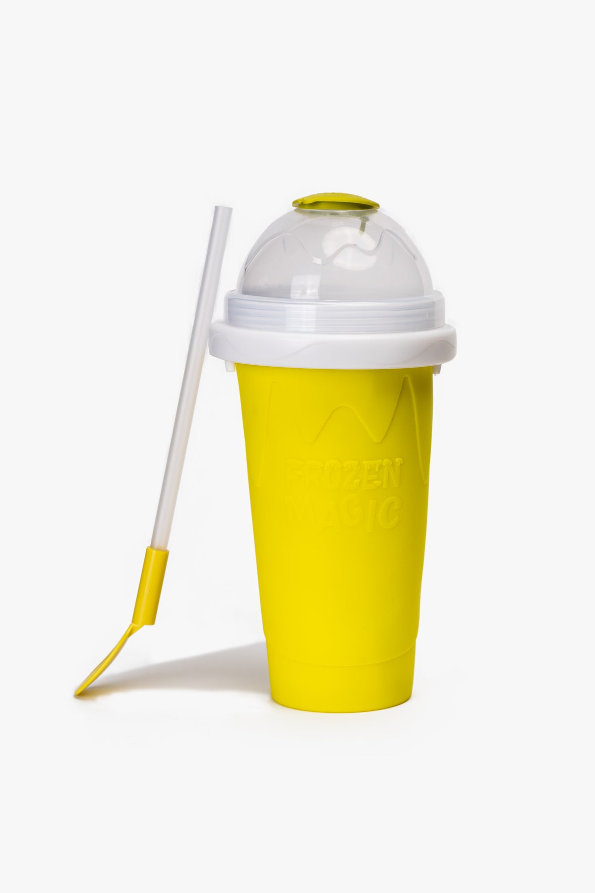 Vaso Magico Para Granizado 430ml Con Cuchara y Bombilla Amarillo Chinitown Chinitown