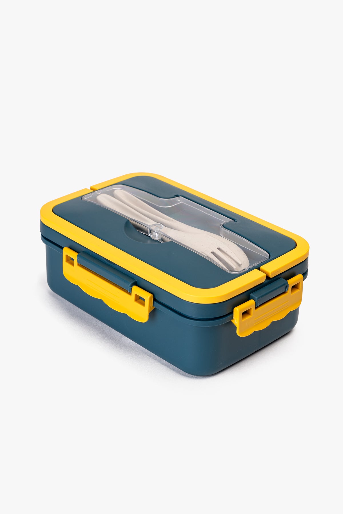Lonchera Hermética Portatil Tres Compártimientos y Cubiertos Azul Amarillo Chinitown Chinitown