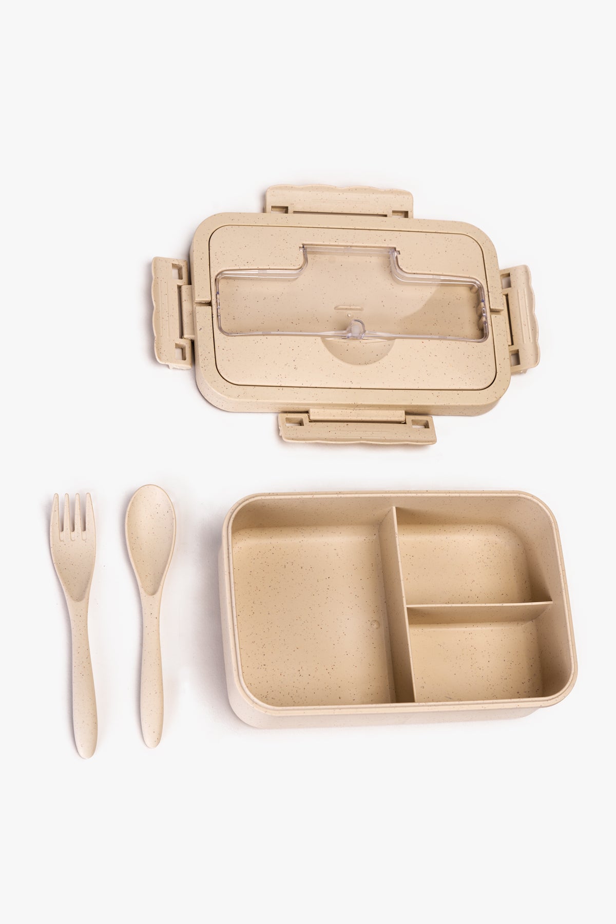 Lonchera Hermética Portatil Tres Compártimientos y Cubiertos Beige Chinitown Chinitown