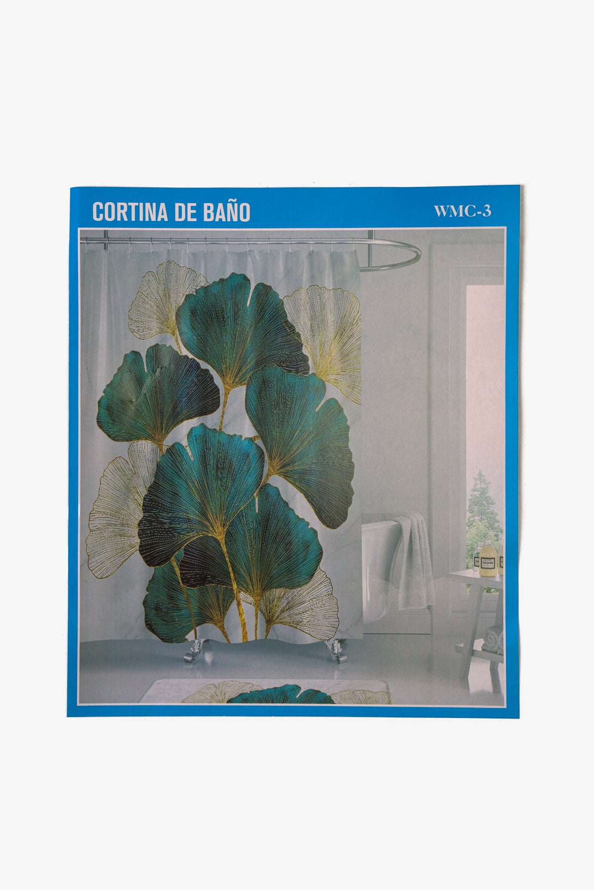 Cortina de Ducha Con Argollas Blanca Estampado WMC-3 Lino Chinitown Chinitown