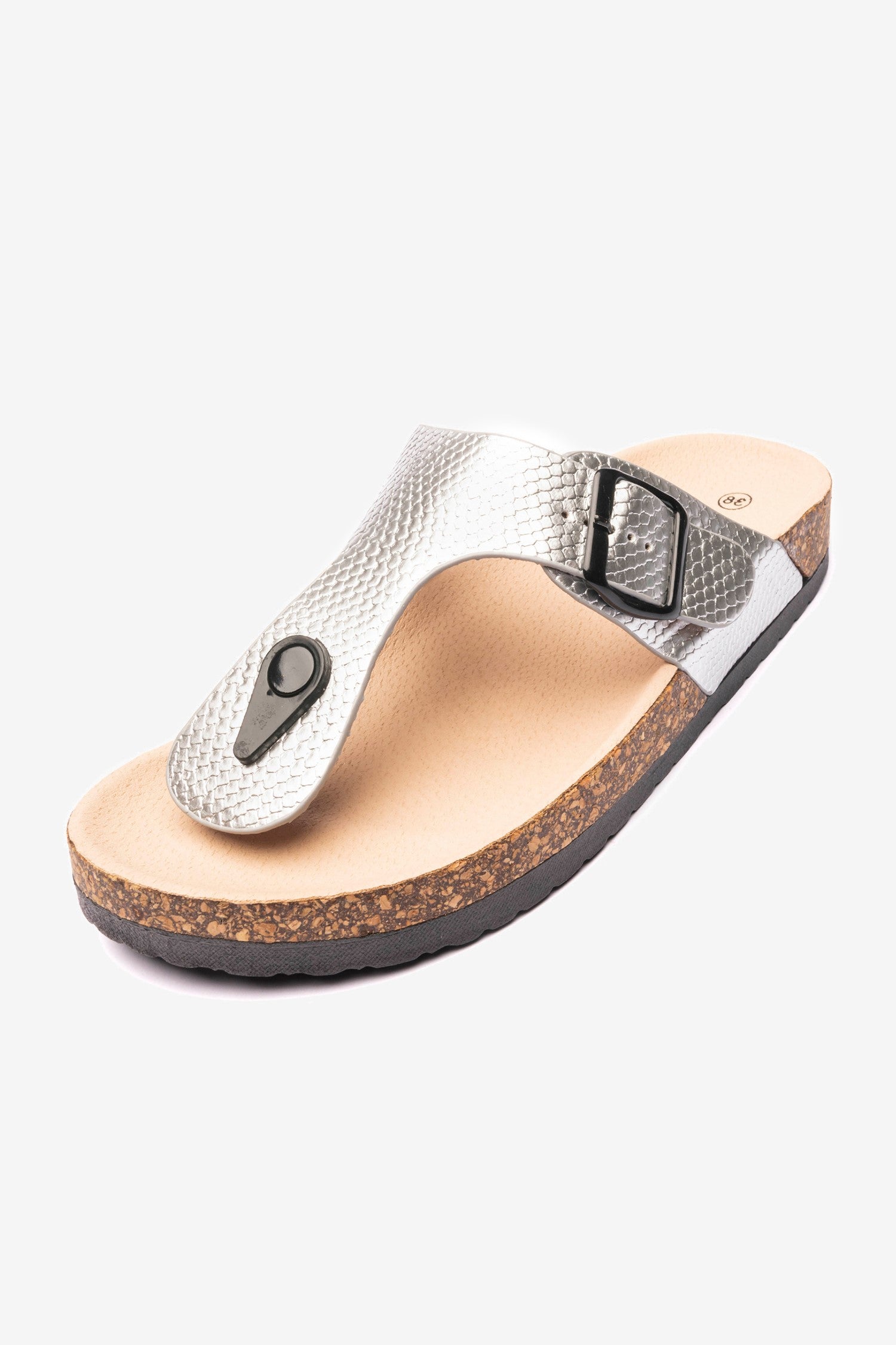 Sandalia Mujer Plateado Razo Chancleta Chancleta