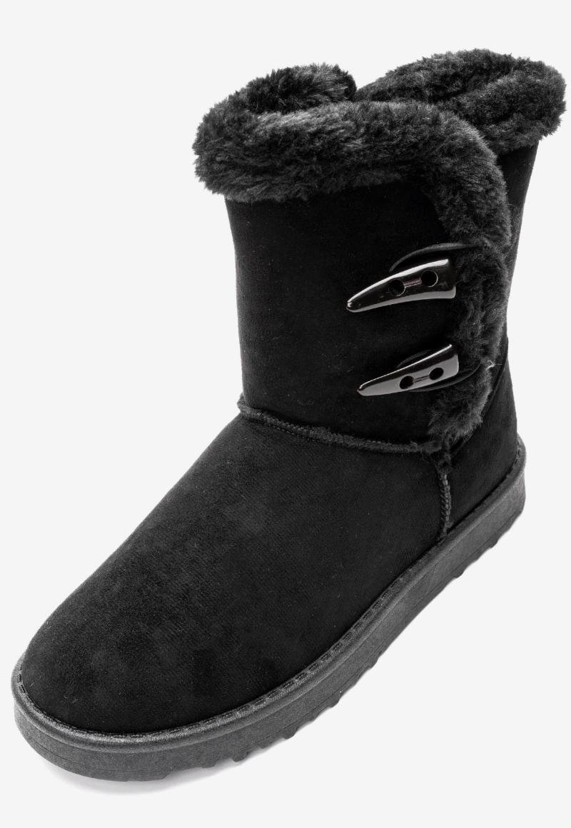 Bota Mujer Negro Felpu Chancleta Chancleta