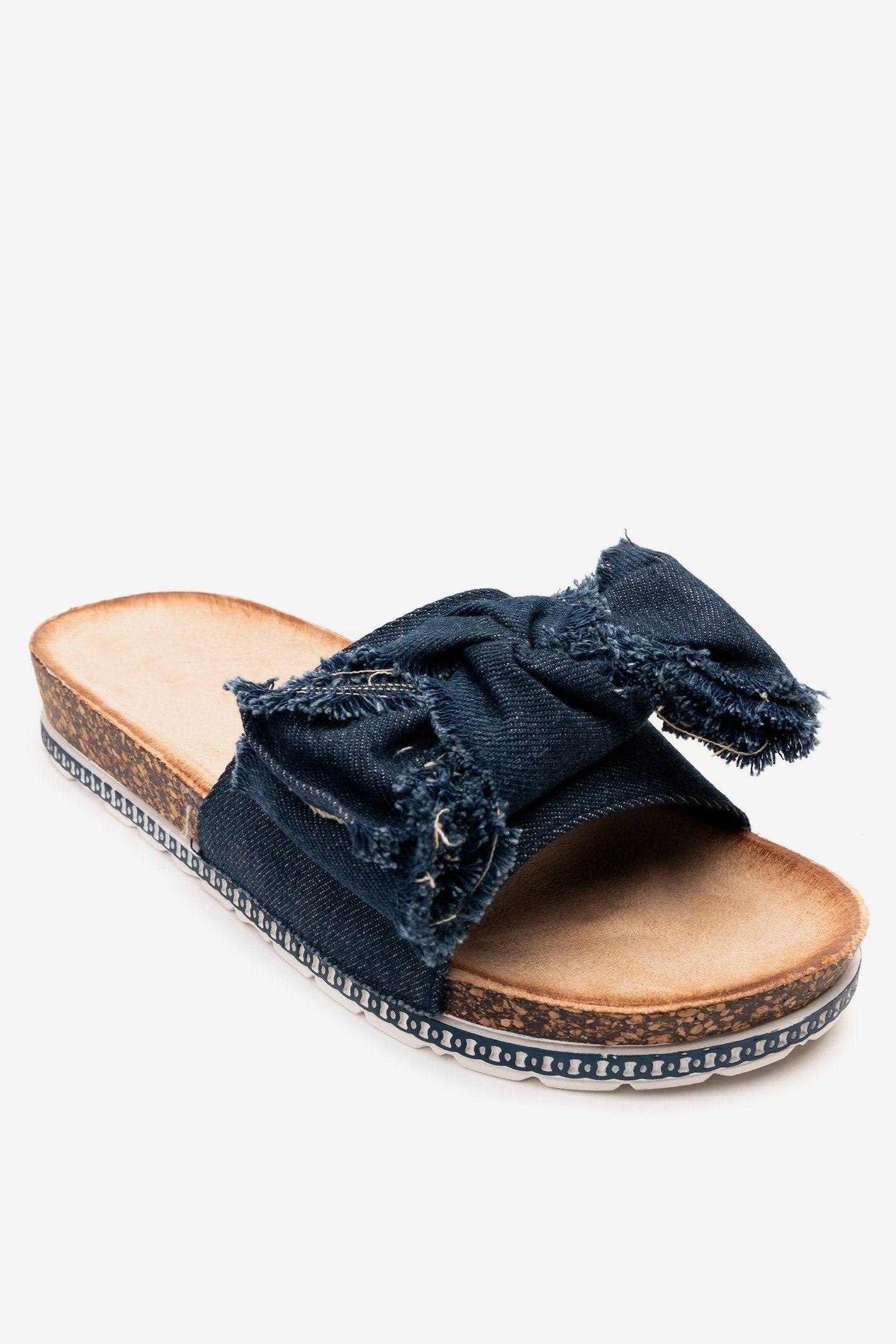 Sandalia Mujer Azul Lazo Chancleta Chancleta