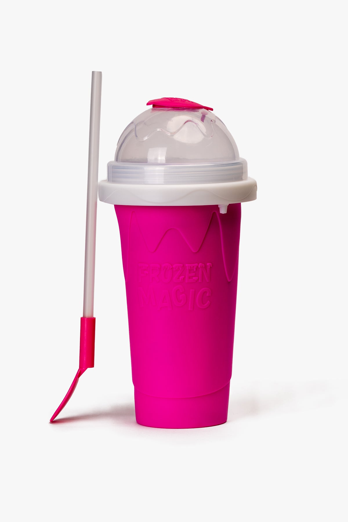 Vaso Magico Para Granizado 430ml Con Cuchara y Bombilla Rosado Chinitown Chinitown