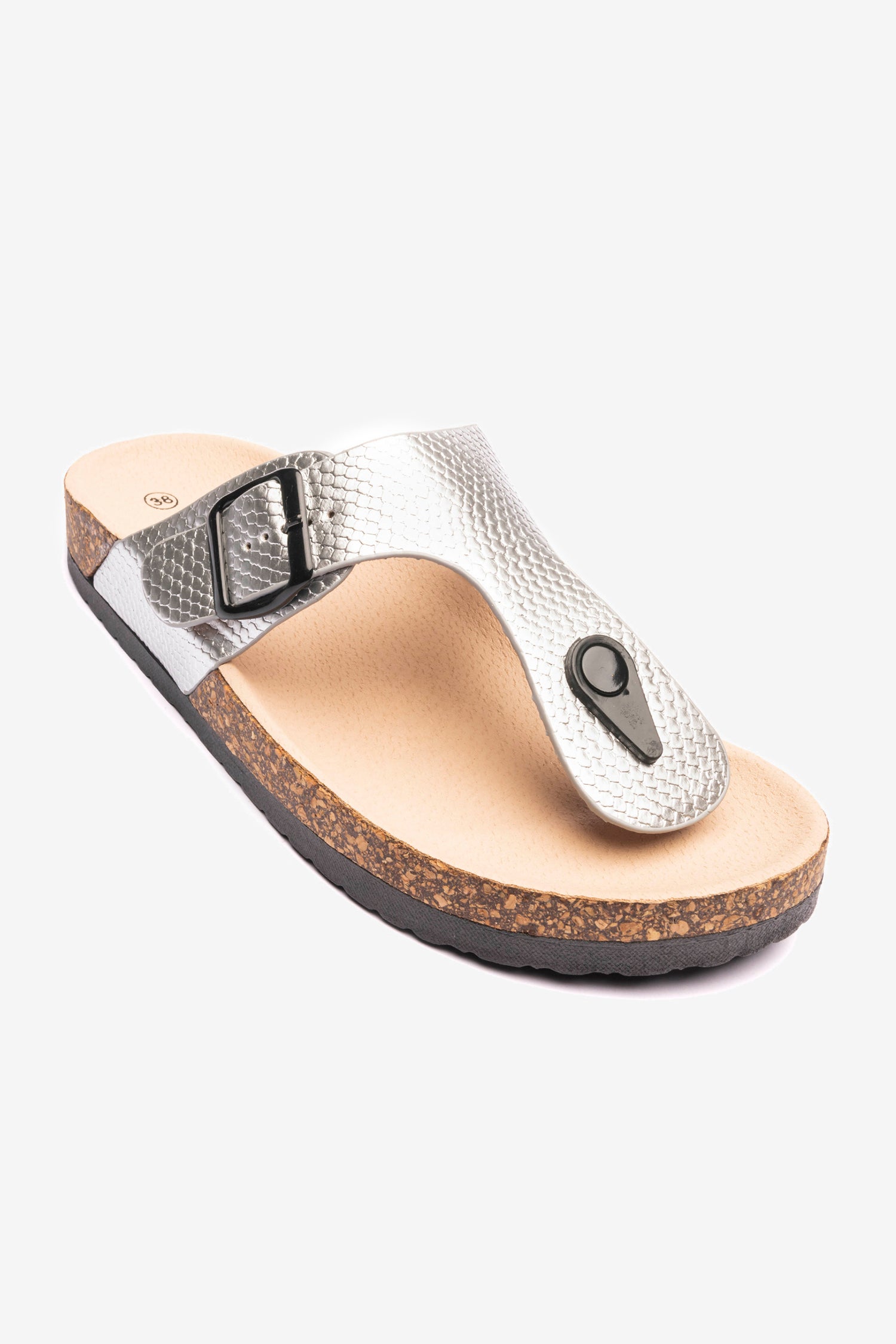 Sandalia Mujer Plateado Razo Chancleta Chancleta